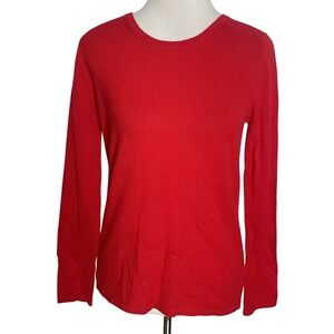 Preswick & Moore 100% Cashmere Bright  Red  L/S Pullover Sweater Small Preppy